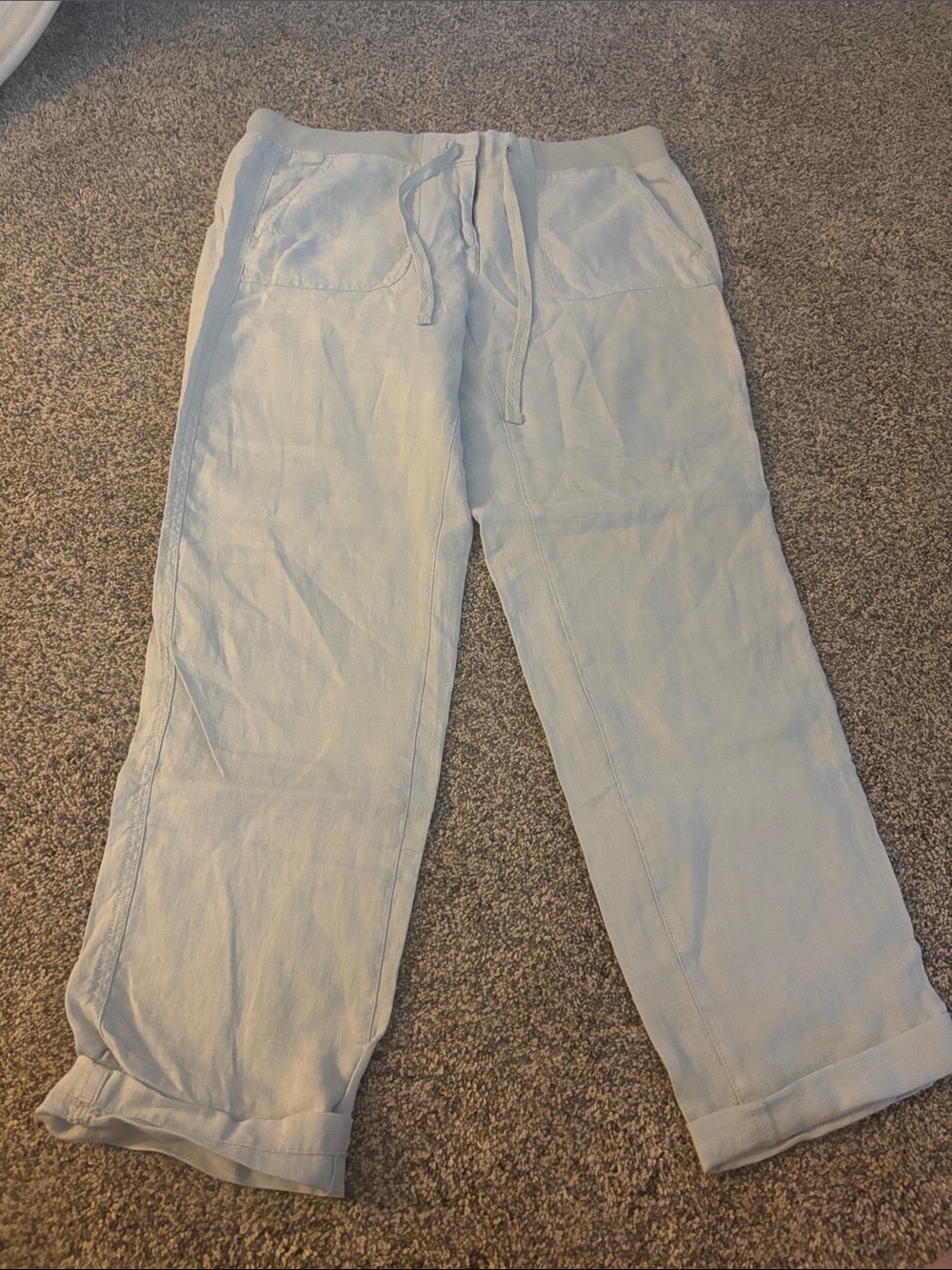 Lou & Grey Pale Blue Linen-Blend Drawstring Pants